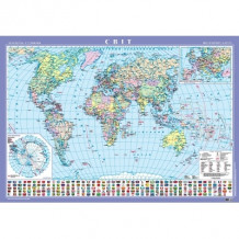 фото - Політична карта світу м-б 1:22 000 000 картон НАВЧАЛЬНА на планках