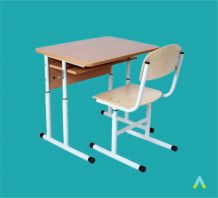 фото - Комплект стіл учнівський 1-місний з полицею, №4-6 + стілець Т-подібний на круглій трубі, регулюється на ростові групи №4-6