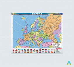 фото - Європа. Політична карта, 1:12 000 000 (ламінована, на планках)
