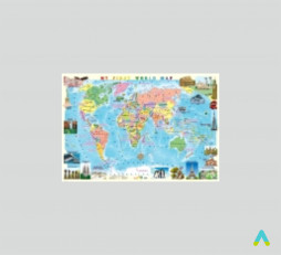фото - Дитяча карта світу англійською, на планках