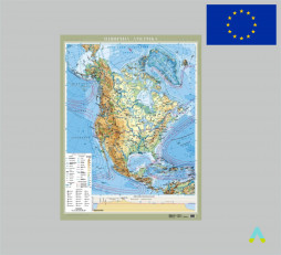 фото - Америка Північна.Фізична  картон  на планках  м-б 1:8 000 000.