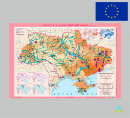фото - Україна. Екологічна ситуація м-б 1:1 000 000 картон на планках