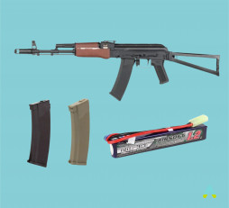 фото - Комплект стрілецької зброї Airsoft Electric Gun АК-74 в зборі