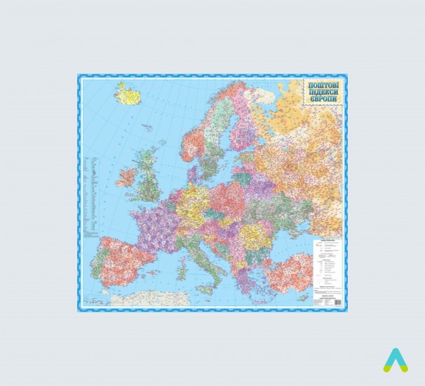 Поштові індекси Європи, 1:4 000 000 (на планках) - фото