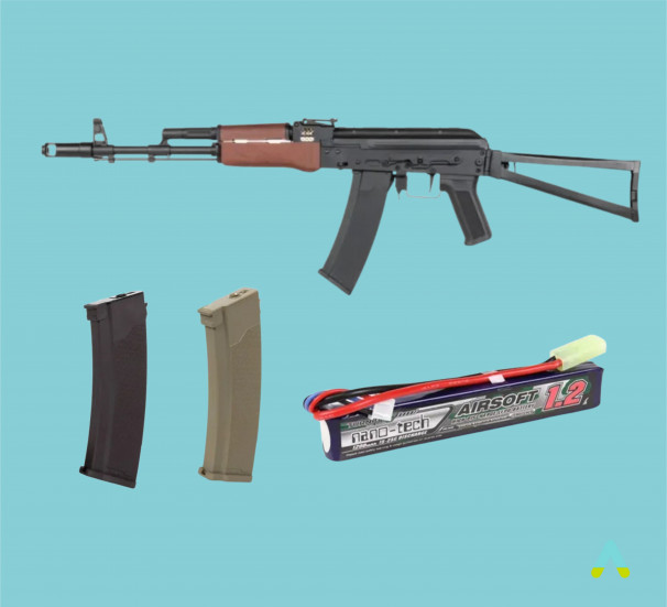 Комплект стрілецької зброї Airsoft Electric Gun АК-74 в зборі  - фото